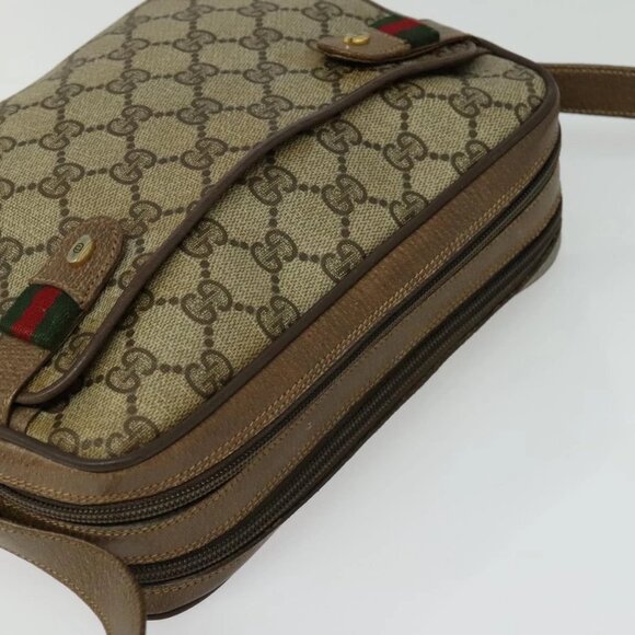 GUCCI GG Supreme Web Sherry Line Bag PVC Beige Gold 904 02 049 Auth ar13697 - Picture 7 of 16